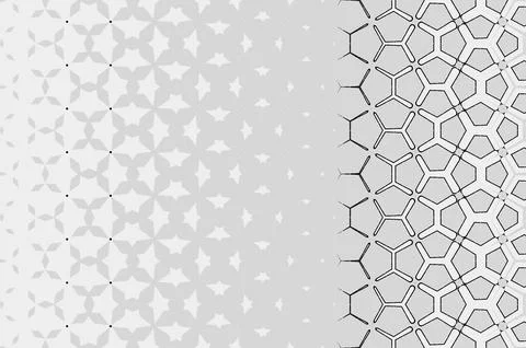 A pattern of different shapes is shown in different shades of gray Stock Illustration
