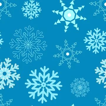Pattern of different snowflakes on a blue background vector illustration Stock Illustration