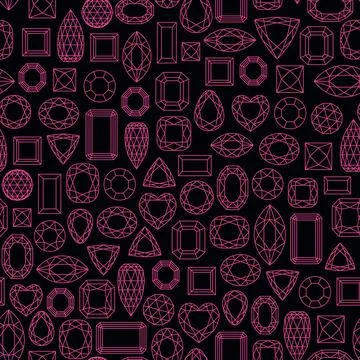 Pattern with different types of cut gemstones. Stock Illustration
