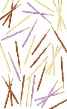 A pattern of different types of delicious chocolate sticks with cream Stock Illustration