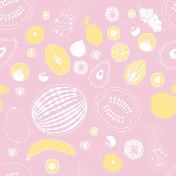 Pattern from different types of fruits in a flat style Stock Illustration