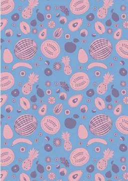 Pattern from different types of fruits in a flat style Stock Illustration