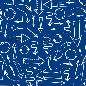 Pattern with different white hand drawn arrows Stock Illustration