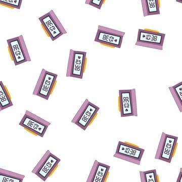 Pattern digital travel alarm clock cartoon vector Stockillustratie