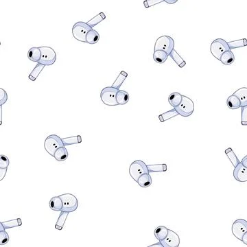 Pattern digital wireless earphones cartoon vector Stock Illustration