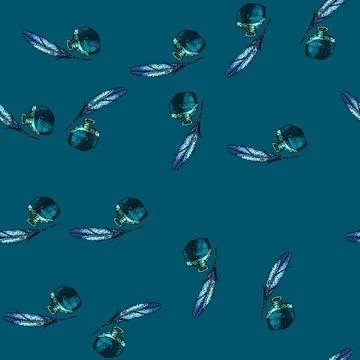 Pattern dip inkwell sketch hand drawn Stock Illustration