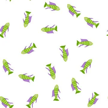 Pattern discus decorative fish cartoon vector Stock Illustration