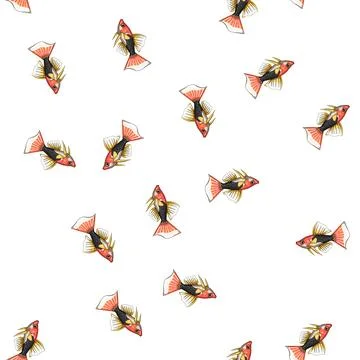 Pattern discus decorative fish cartoon vector Stock Illustration