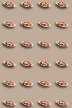 A pattern with a Dish of boiled pasta and sausages. Product template. Stock Photos