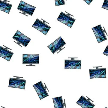 Pattern display curved screen cartoon vector Illustration