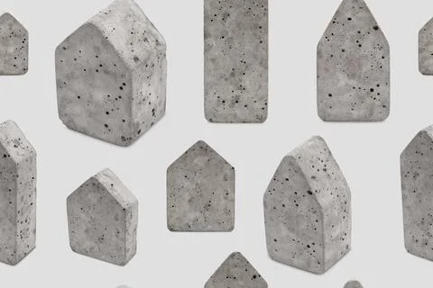 This pattern displays different shapes of concrete houses arranged in a sea.. 库存照片