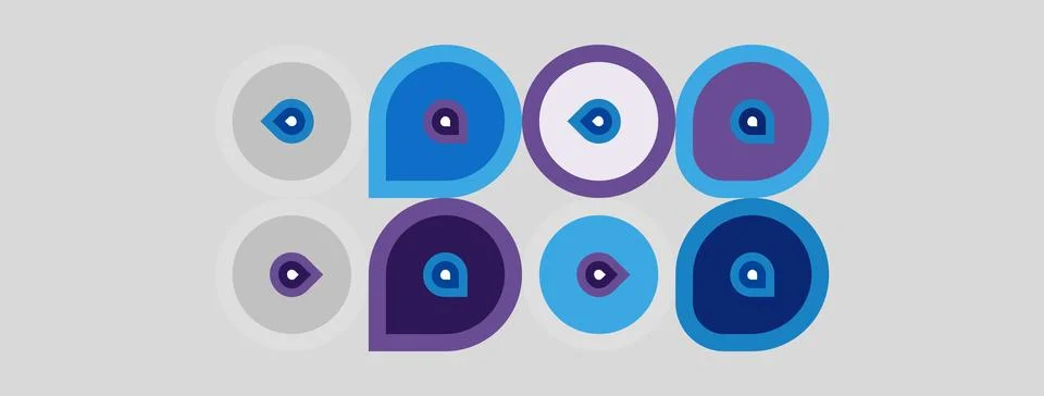 Pattern displays multiple blue eyes within circular frames. Colors include .. Stock Illustration