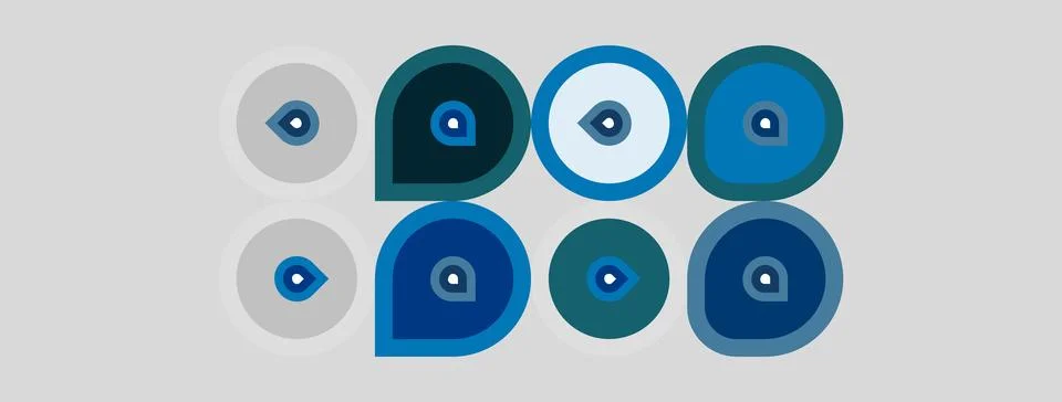 Pattern displays multiple blue eyes within circular designs. Variations exi.. Stock Illustration