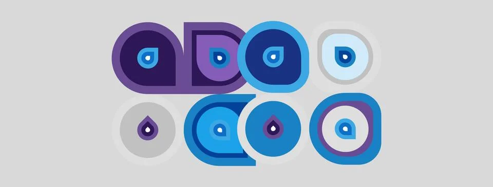 Pattern displays multiple stylized eyes. Purple, blue hues dominate design. Stock Illustration