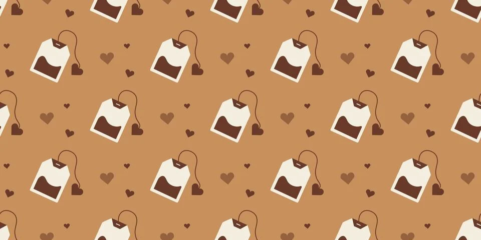 Pattern disposable Tea Bag with hearts. Wrapping paper for hot drink on Stock Illustration