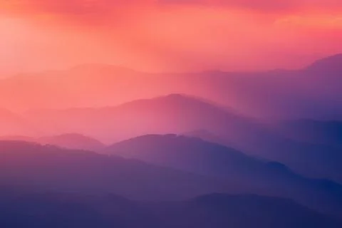 Pattern of distant mountain layers Stock Photos