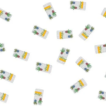 Pattern diy indoor vertical garden cartoon vector Stock Illustration