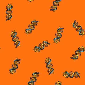 Pattern dna science sketch hand drawn Illustrazione stock