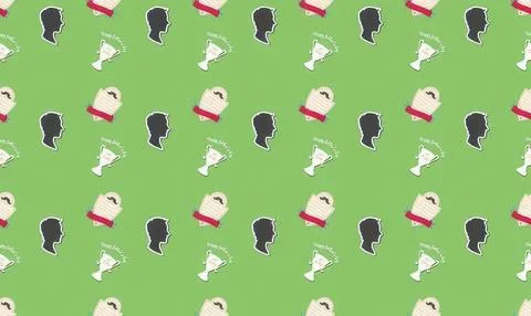 Pattern of dog and cat silhouettes on green background Stock Illustration