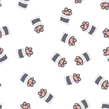 Pattern dog cat paw cartoon vector イラスト素材