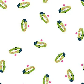 Pattern dog collar with pink dots and heart tag Illustrazione stock