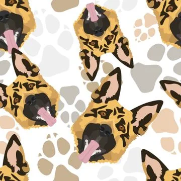 Pattern Dog Paws German Shepherd. Illustrazione stock