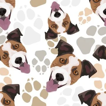 Pattern Dog Paws Jack Russell Terrier . Stock Illustration