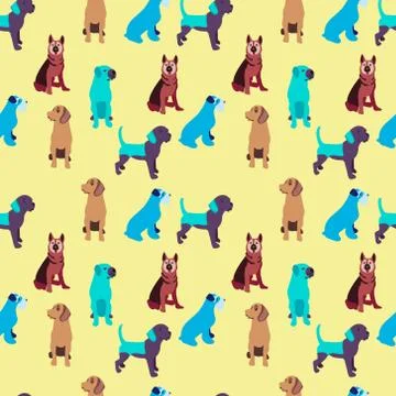 Pattern with dogs Colorful vector background Stock Illustration