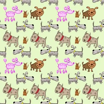 A pattern of dogs in the style of children's drawings 1 Stock Illustration