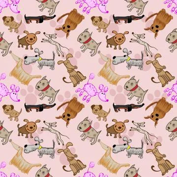 A pattern of dogs in the style of children's drawings 7 Stock Illustration