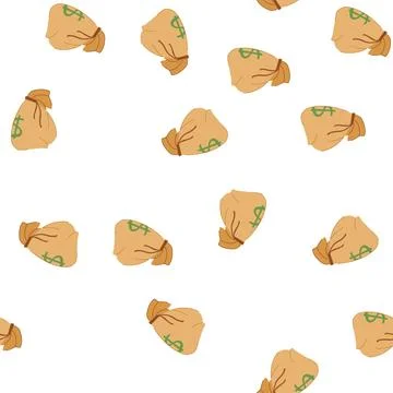 Pattern dollar money bag cartoon vector Illustrazione stock