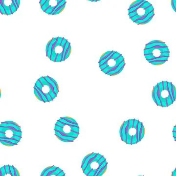 Pattern donut with blue glaze and purple stripes Stock Illustration