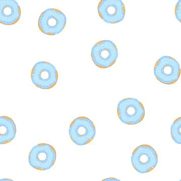 Pattern donut with blue icing and white sprinkles 스톡 일러스트