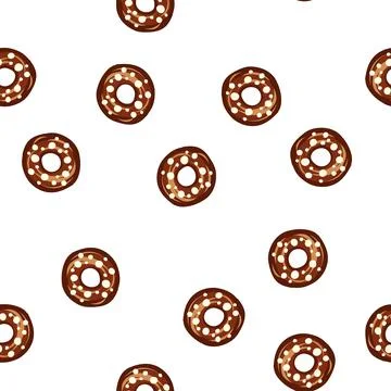 Pattern donut with chocolate icing white sprinkles flat design Stock Illustration