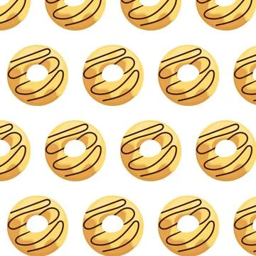 Pattern with donut in glaze Stock Illustration