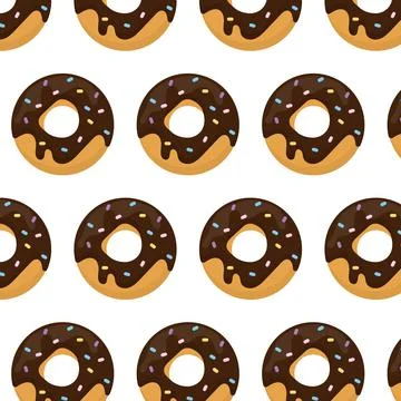 Pattern with donut in glaze Stock Illustration