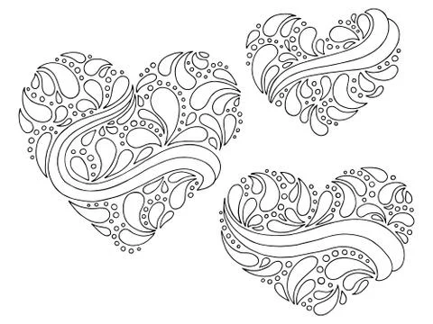 Pattern doodle black white heart graphic sketch background illustration vector Stock Illustration