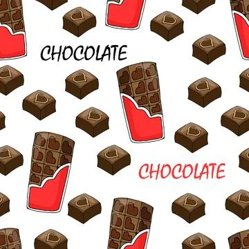 Pattern doodle chocolate bars and candies Illustrazione stock