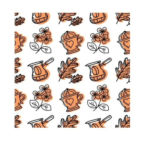 Pattern of doodle of cute handdrawn autumn elements Illustrazione stock