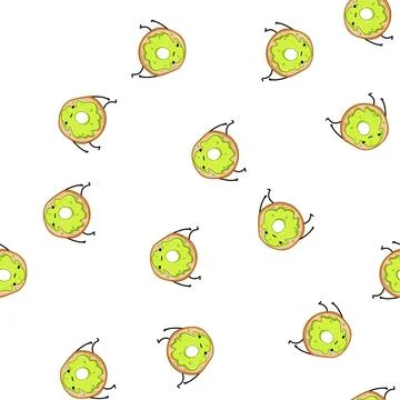 Pattern doodle donut character cartoon vector Illustrazione stock