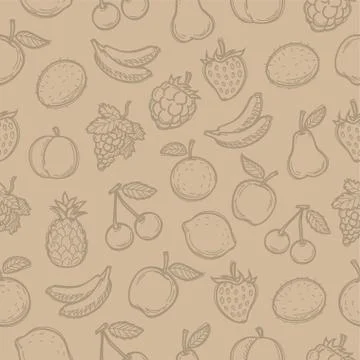Pattern doodle drawn fruits イラスト素材