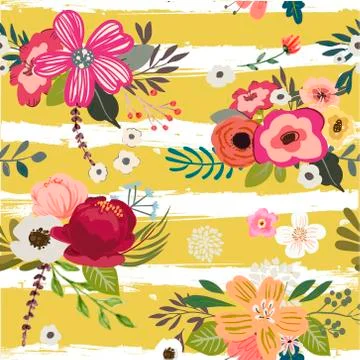 Pattern with doodle flowers Stock Illustration
