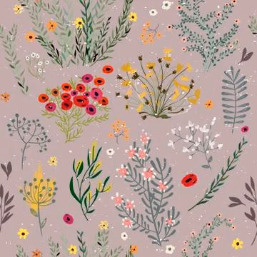 Pattern with doodle flowers Stock Illustration