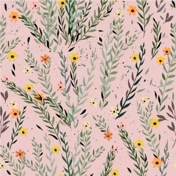 Pattern with doodle flowers Stock Illustration
