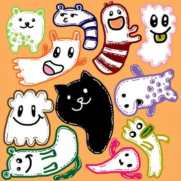 Pattern doodle fun illustration design wallpaper and background イラスト素材