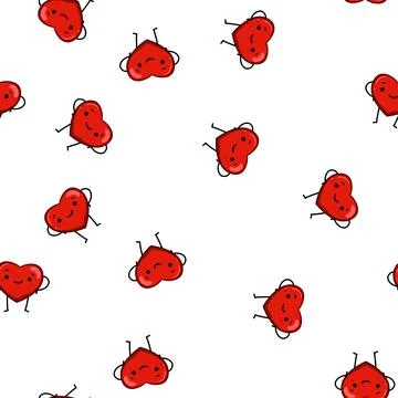 Pattern doodle heart character cartoon vector 스톡 일러스트