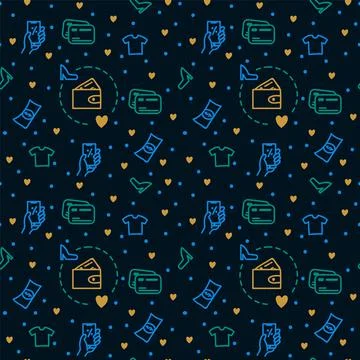 Pattern with Doodle icons Payment in the online store. Background for textiles Illustrazione stock