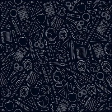 Pattern with doodles. Back to school Illustrazione stock
