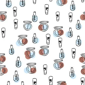 Pattern of doodles on cosmetics cream,eye shadow Stock Illustration