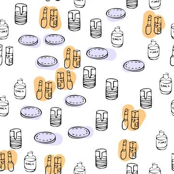 Pattern of doodles on cosmetics cream,eye shadow Stock Illustration